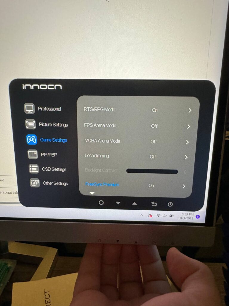 INNOCN27InchMonitorOnScreenDisplay1 1