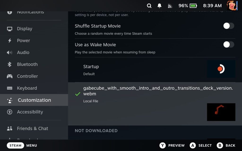 SteamDeckCustomBootVideoCustomizationTab