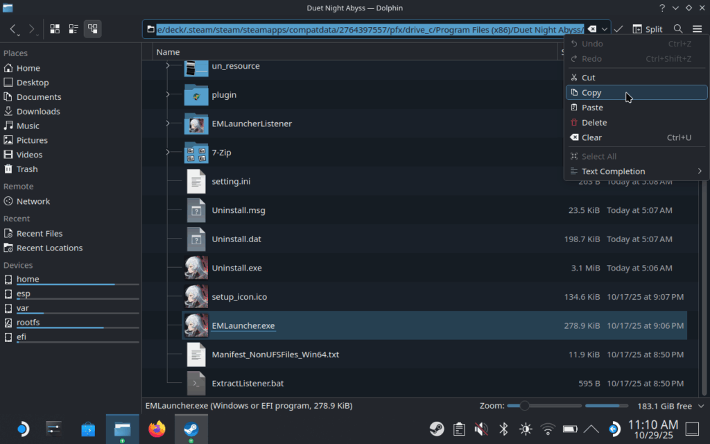 CopyEMLauncherFolderLocation